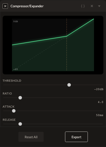 Screenshot of the Compressor/Expander control in Fictura