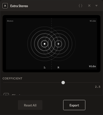 Screenshot of the Extra Stereo control in Fictura