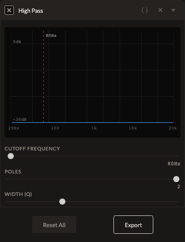 Screenshot of the High Pass control in Fictura