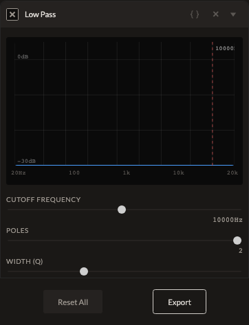 Screenshot of the Low Pass control in Fictura