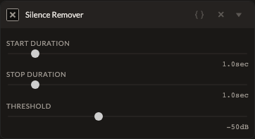 Screenshot of the Silence Remover control in Fictura