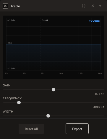 Screenshot of the Treble control in Fictura