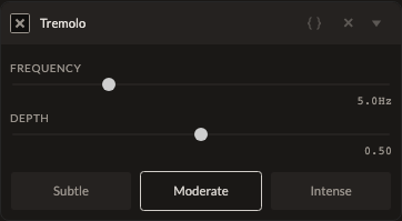 Screenshot of the Tremolo control in Fictura