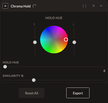 Screenshot of the Chroma Hold control in Fictura