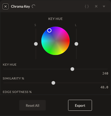 Screenshot of the Chroma Key control in Fictura