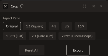 Screenshot of the Crop control in Fictura