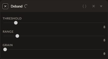 Screenshot of the Deband control in Fictura