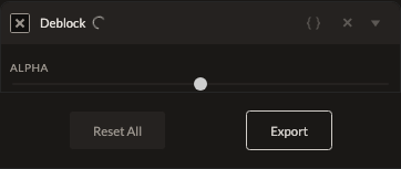Screenshot of the Deblock control in Fictura