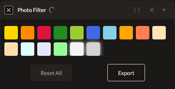 Screenshot of the Photo Filter control in Fictura