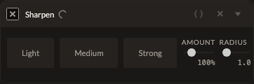 Screenshot of the Sharpen control in Fictura