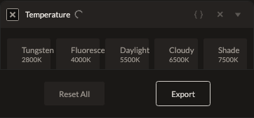 Screenshot of the Temperature control in Fictura